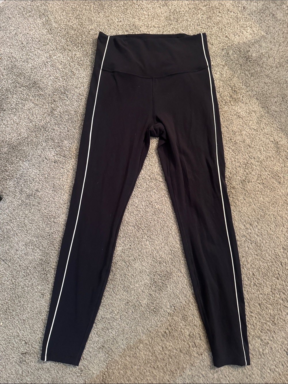 all in motion Black High-Waist Leggings with White Side Piping
